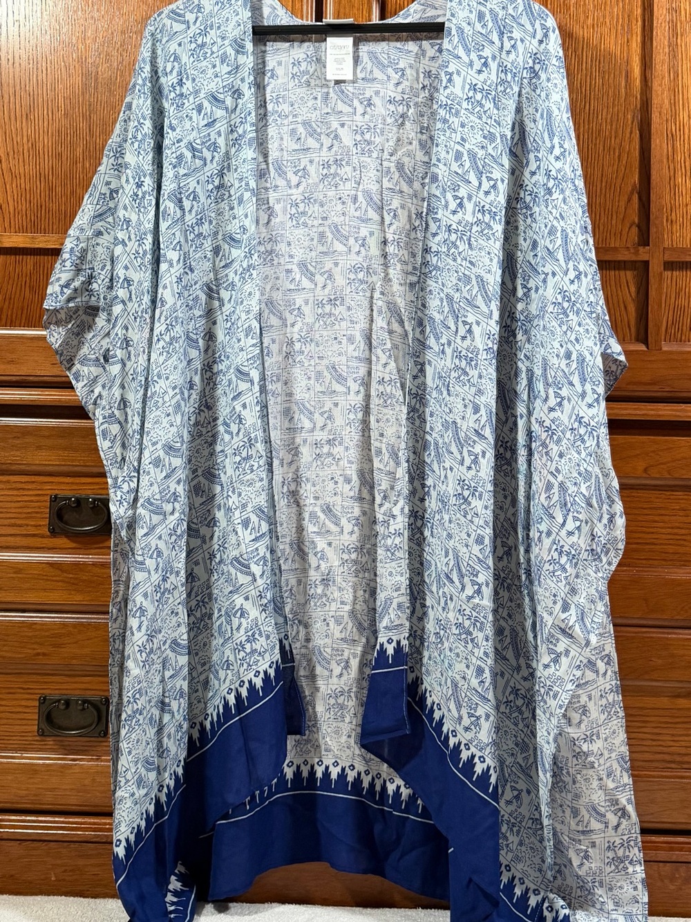 CAbi Beach Club Kimono Cover-Up Oversized Swim Tropical Duster Layer 5988